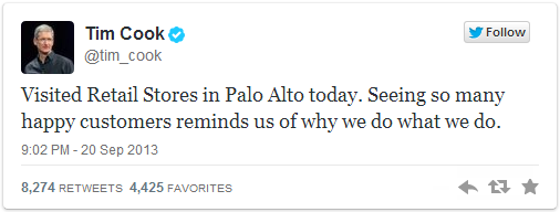 primo tweet di tim cook