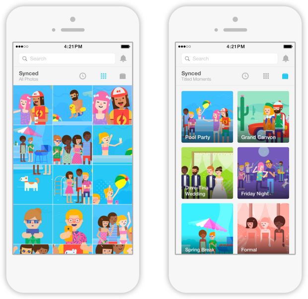 Screenshot da Facebook Moments (disponibile solo in USA)