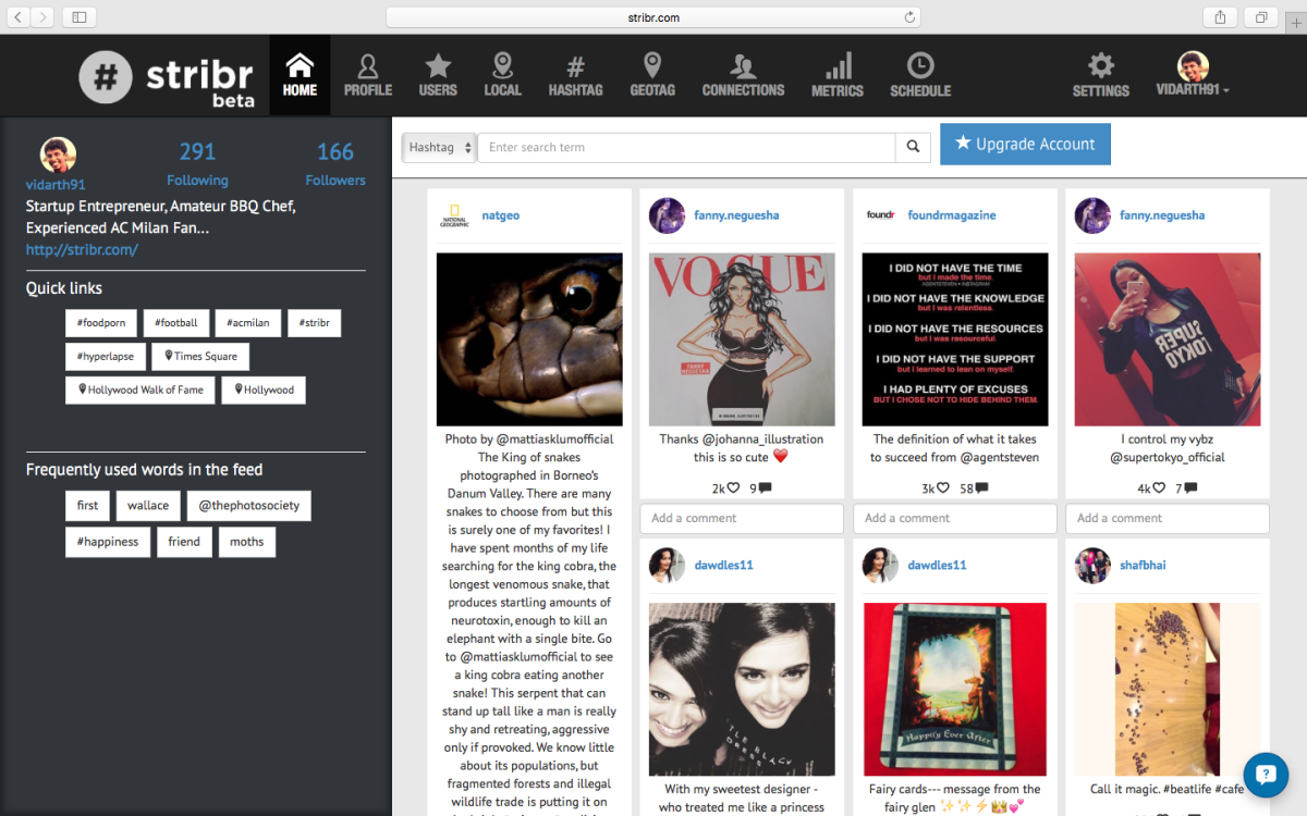 Stribr gestire in modo professionale più account su Instagram