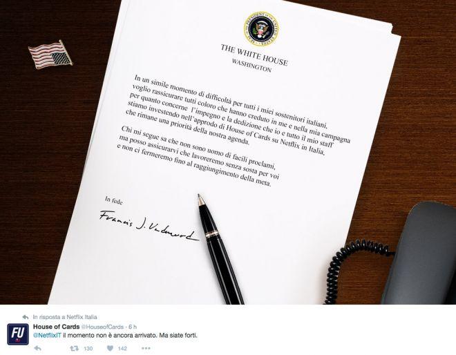 lettera underwoow netflix