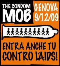 Il primo CONDOM MOB Tutti in un MEGA-PRESERVATIVO contro l’AIDS! Genova