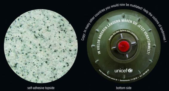 Stickering anti-mine targato Unicef