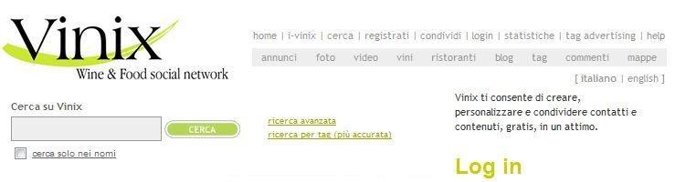 Snapshot dell'homepage di Vinix