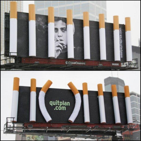 Sigarette giganti per la campagna di sensibilizzazione contro il fumo [AMBIENT]