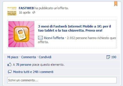 Opportunità e Minacce delle Facebook Offers: ecco Fastweb