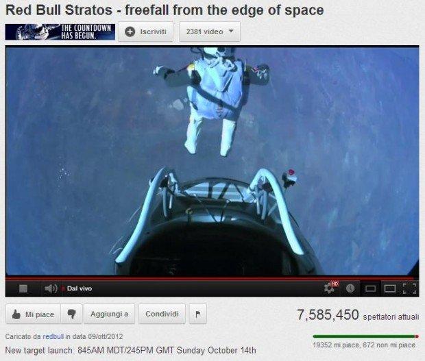 Record su Youtube per il volo di Felix Baumgartner