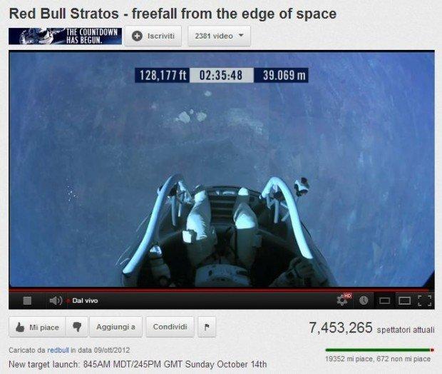 Record su Youtube per il volo di Felix Baumgartner