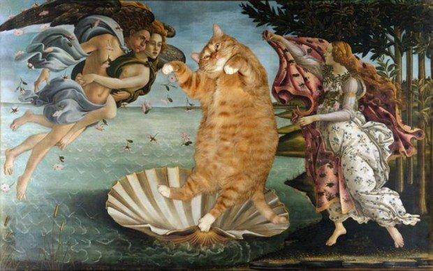 Un gatto al museo: opere d'arte famose riviste da Fatcatart.ru