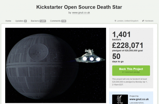 Finanzia anche tu la costruzione della Morte Nera su Kickstarter