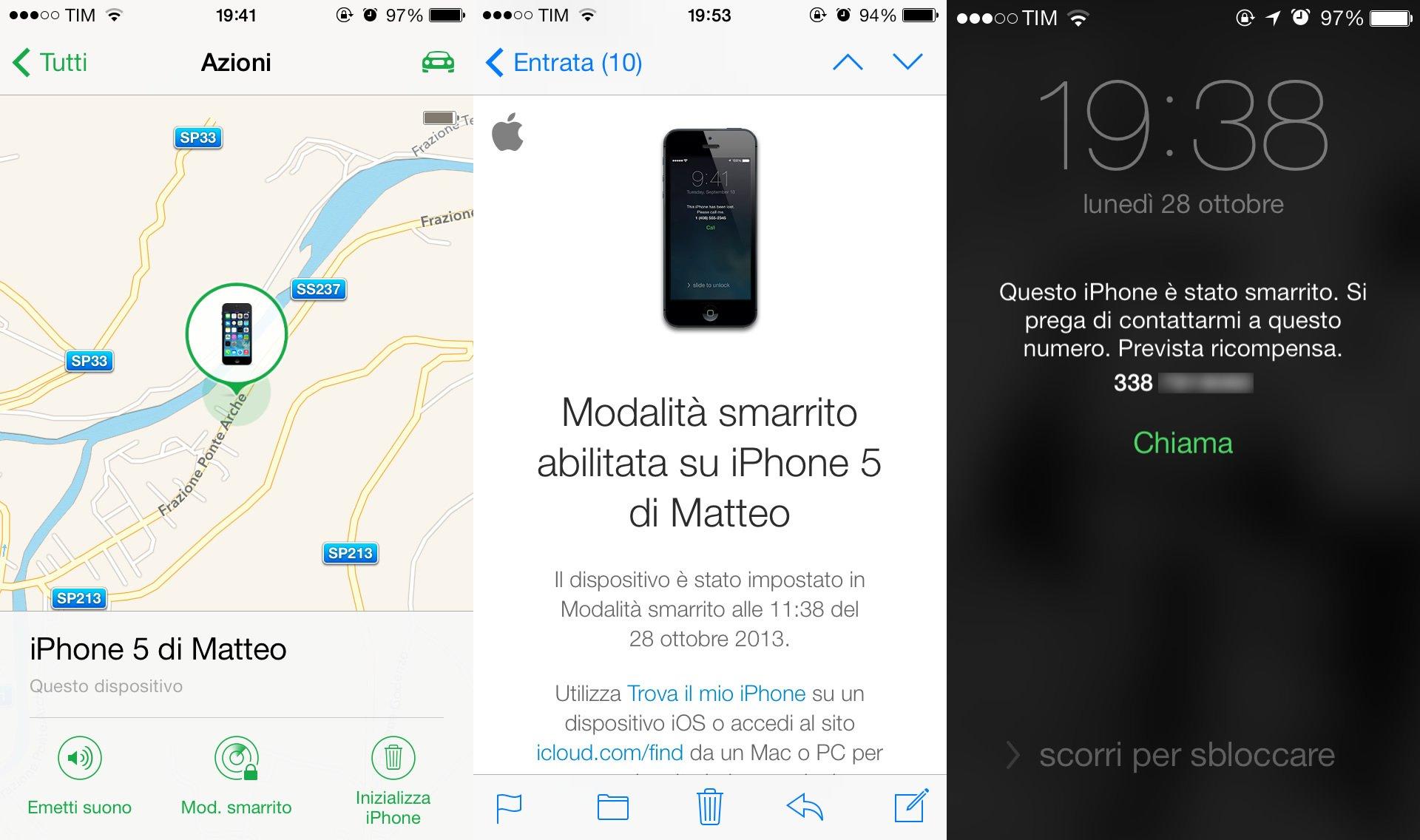 App Trova il mio iPhone: Modalità smarrto