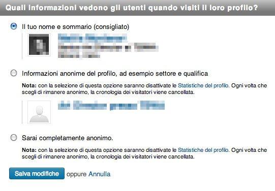 LinkedIn - Selezionare informazioni che gli altri vedono quando visiti il loro profilo