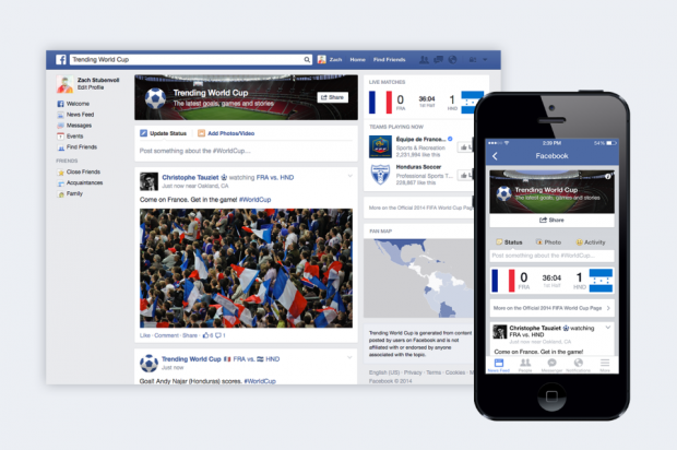 Mondiali 2014 su Facebook