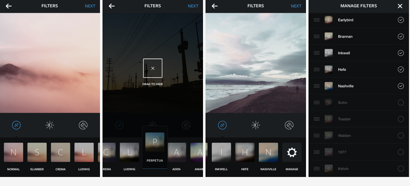 Nuova gestione filtri Instagram