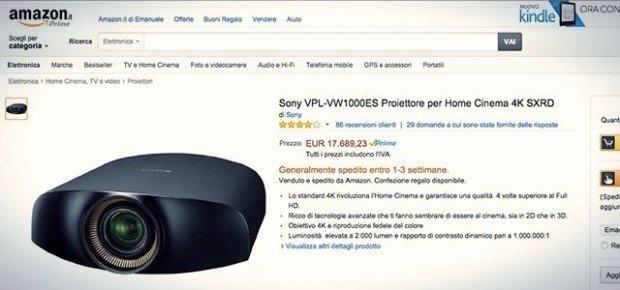 Il proiettore Sony da 18,000€ scatena le beffe degli utenti su Amazon