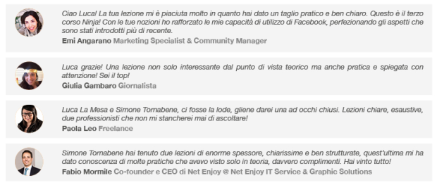 Dicono di Ninja Academy social media marketing