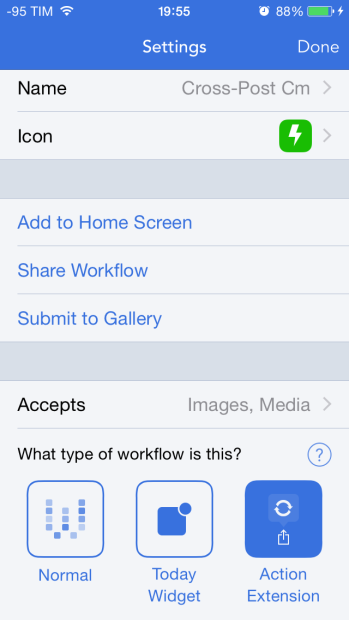 schermata app workflow