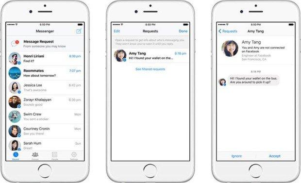 Facebook Messenger introduce le richieste di messaggio