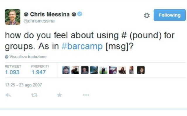 Primo hashtag di Chris Messina