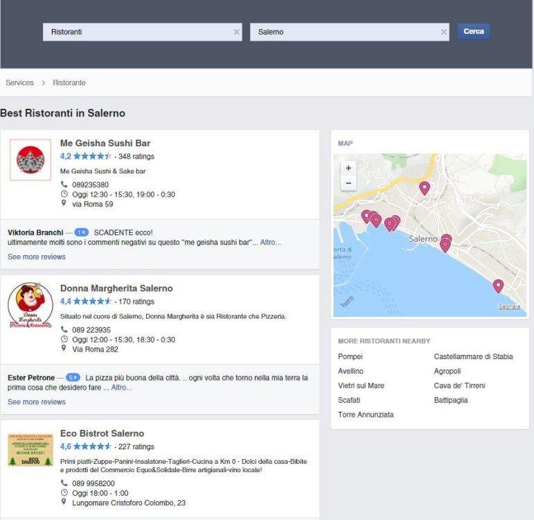 risultati ricerca facebook services