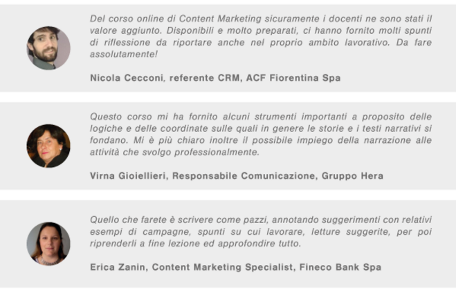 Content Marketing - testimonianze