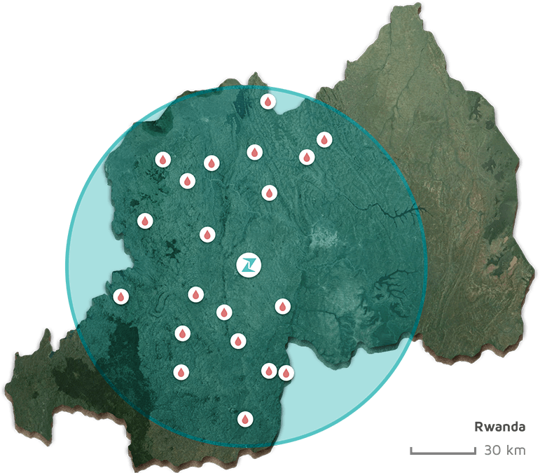 Rwanda map Zipline