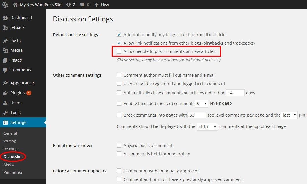 Wordpress allow comments