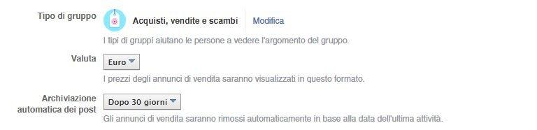 opzioni vendita gruppi facebook