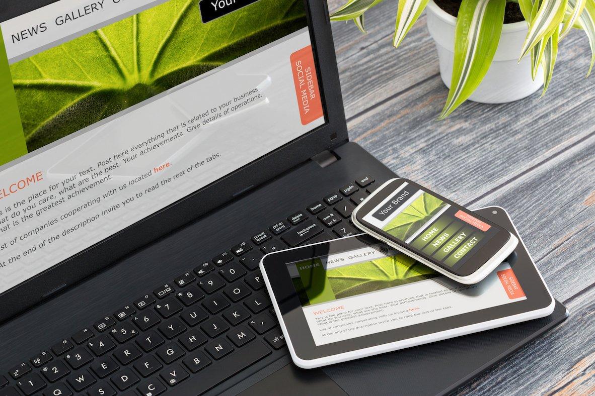 Responsive web design on mobile devices phone, laptop and tablet pc