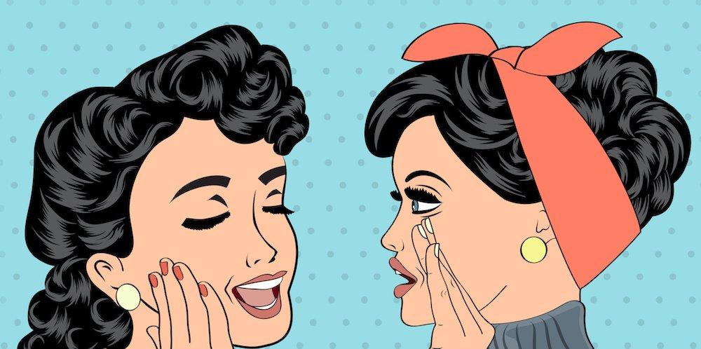 pop art retro women in comics style that gossip, vector illustration