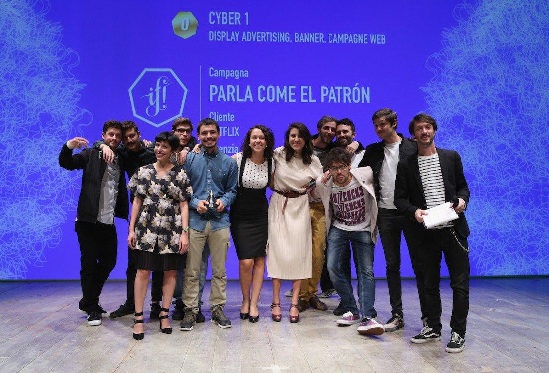 MILAN, ITALY - OCTOBER 08: The winners pose with the award during the ADCI Awards 2016 at the IF! Italians Festival 2016 at Franco Parenti Theater on October 8, 2016 in Milan, Italy. (Photo by Vincenzo Lombardo/Getty Images for Italians Festival)