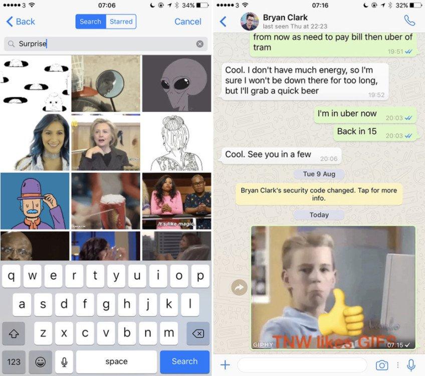 Whatsapp per iOS permette ora di inviare e ricevere GIF animate