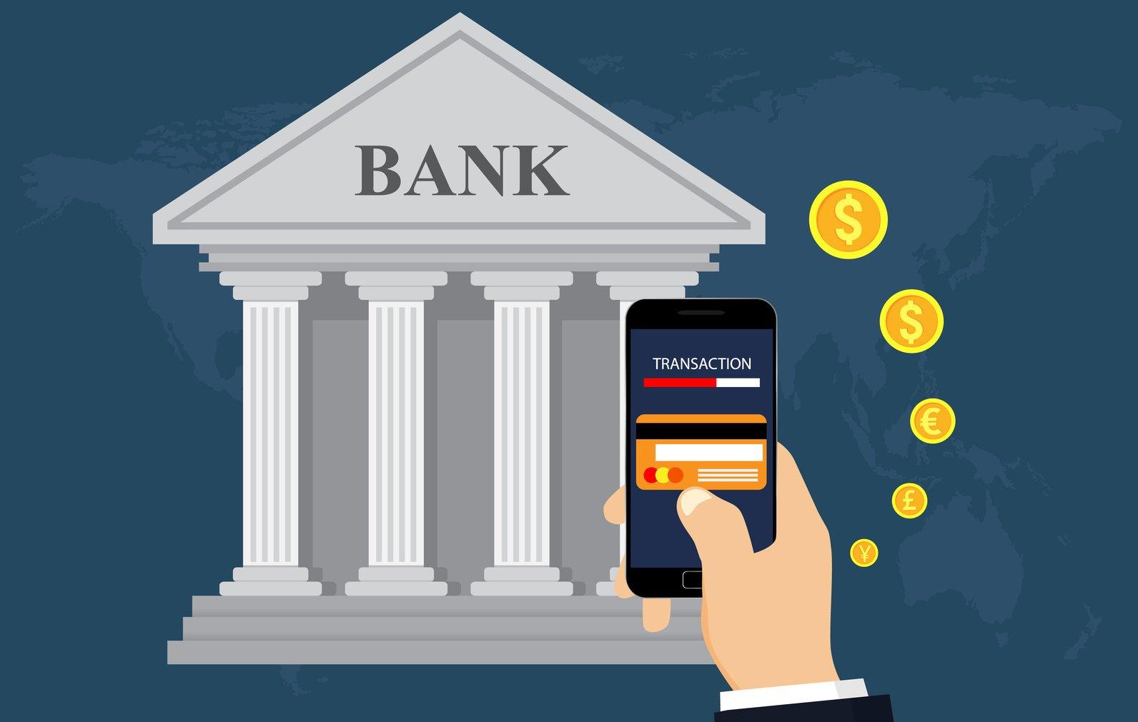 Mobile Banking And Mobile Payment. Money transaction. Money transfer. Vector Illustration.