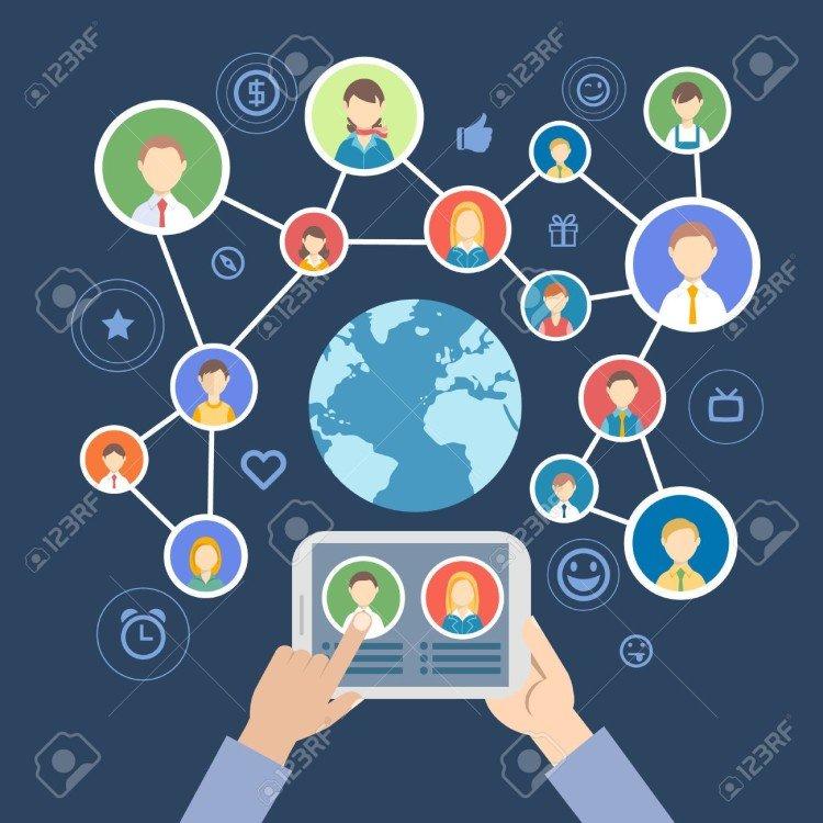 39543607-people-communicate-in-a-social-network-Stock-Vector