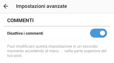 Disattivare commenti