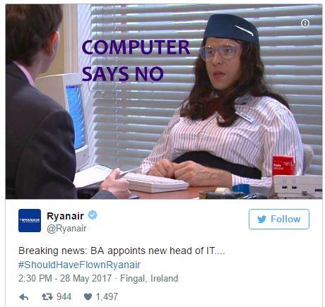 ryanair trolla british airways