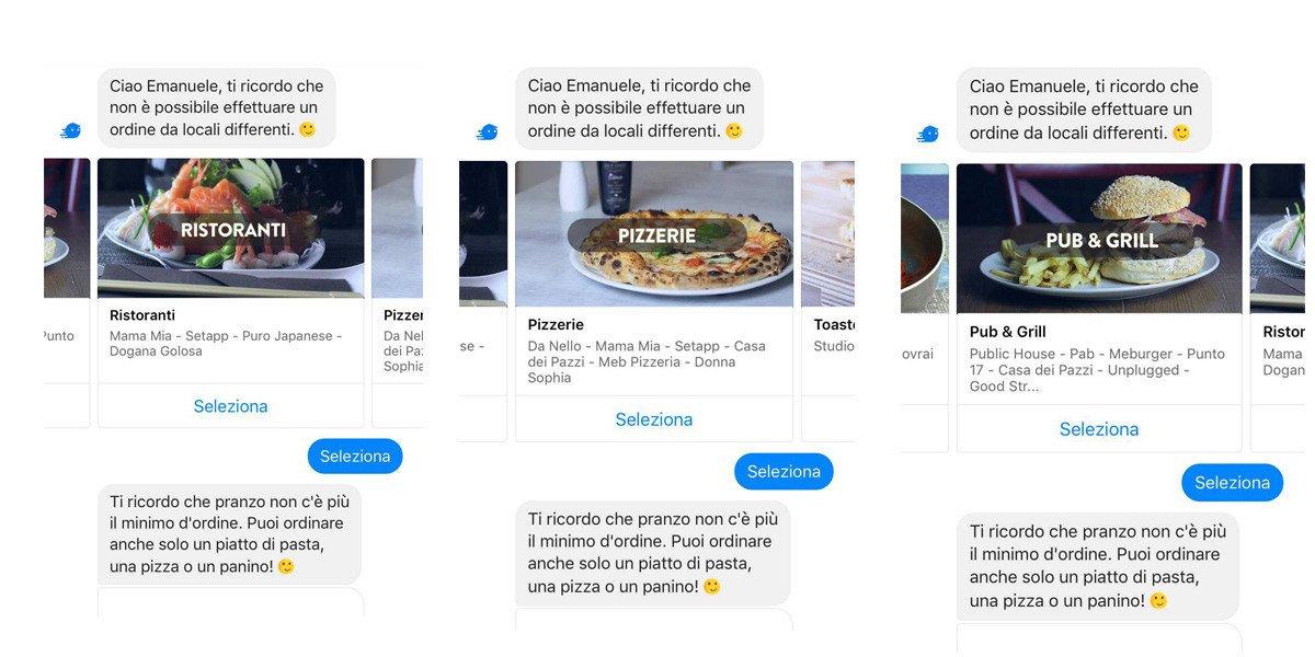 Chatbot food delivery Facebook