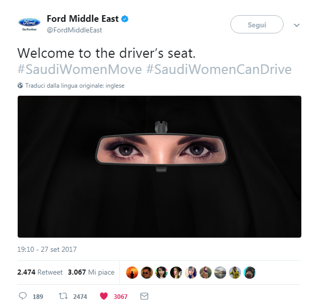 Ford e le donne alla guida in Arabia Saudita tra celebrazione provocazione