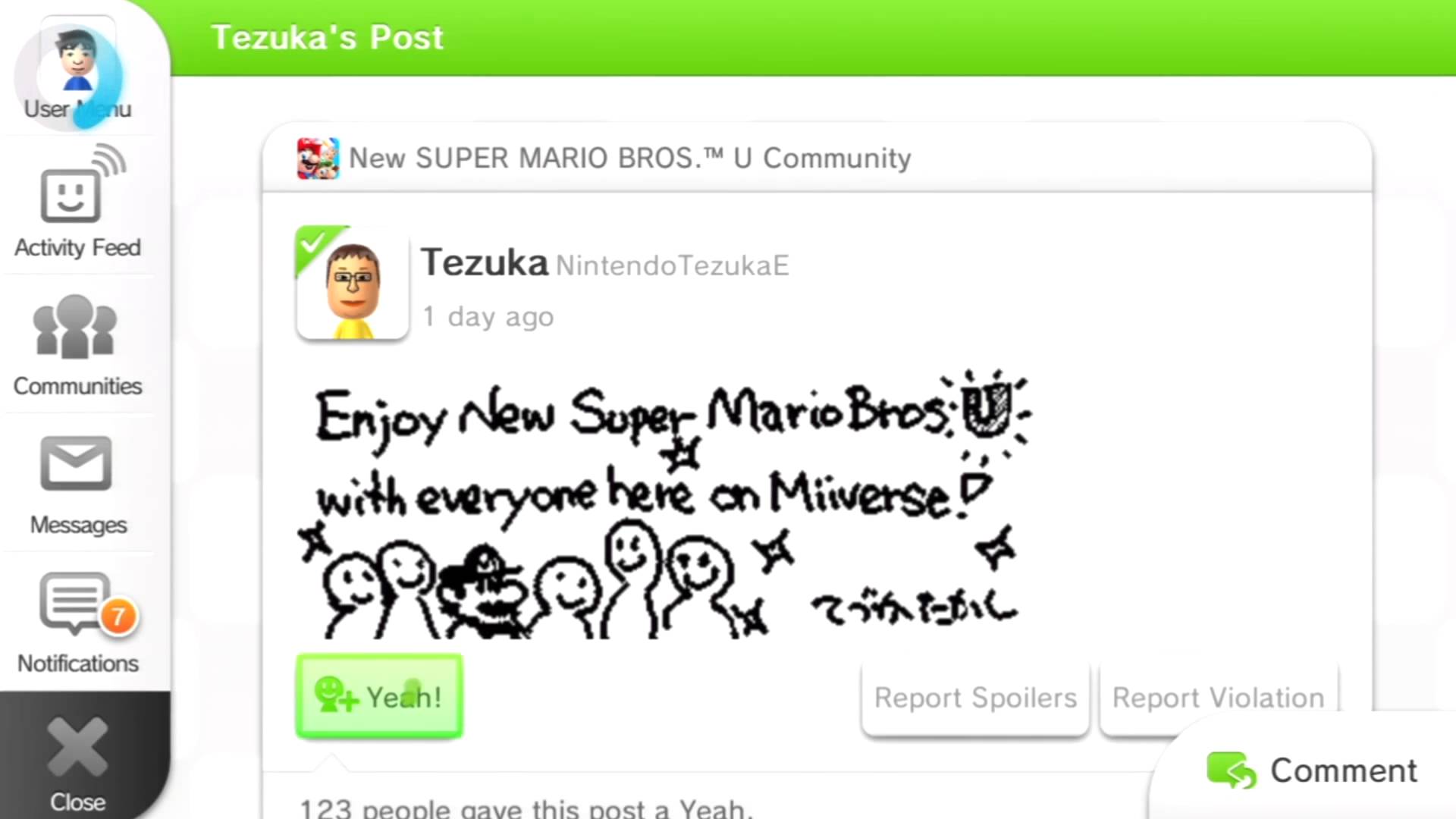 I creatori su Miiverse hanno un contatto diretto con i giocatori