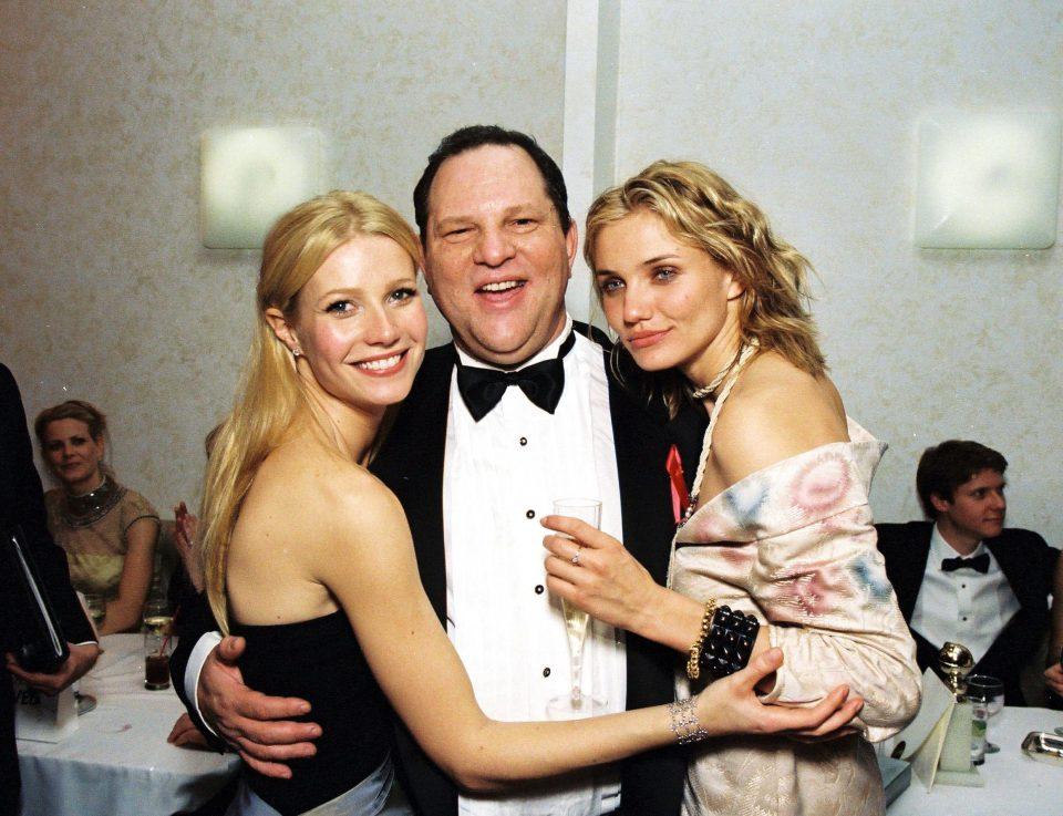 Harvey Weinstein con Gwyneth Paltrow e Cameron Diaz. Credits: Rex Features per The Sun