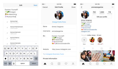 Instagram introduce hashtag e link ad altri account nella bio