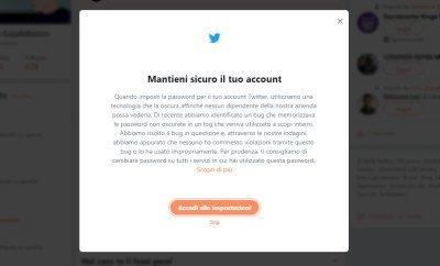 Twitter scopre un bug e chiede a tutti di cambiare password