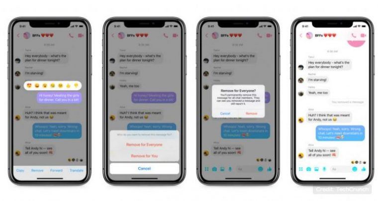 Facebook attiva la funzione per cancellare i messaggi inviati
