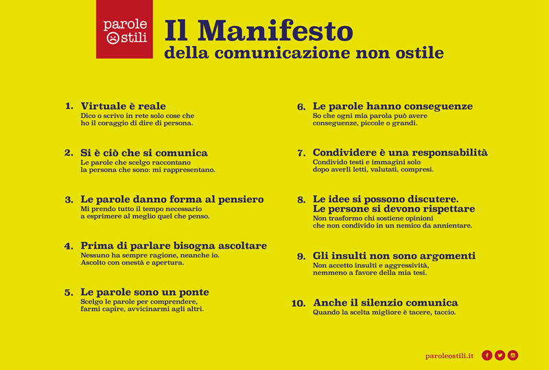 Manifesto di Parole O_Stili contro la violenza verbale