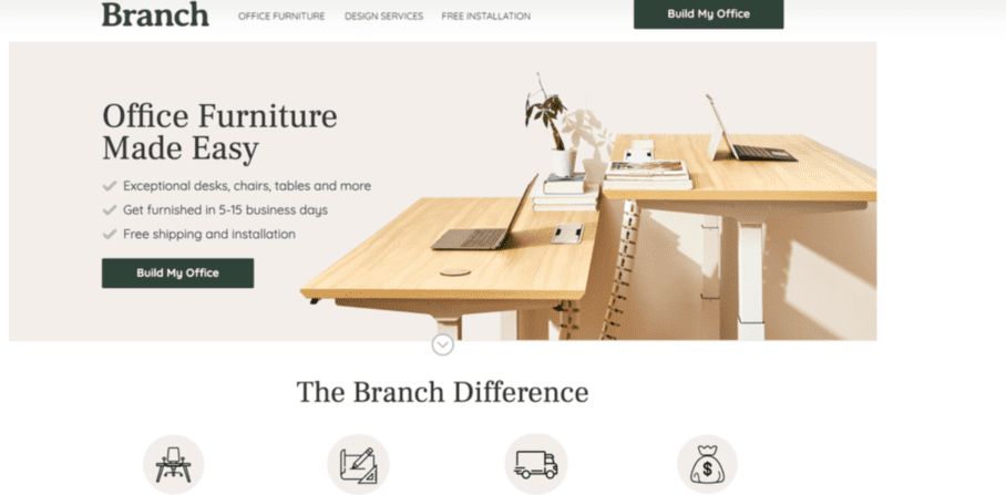 Landing Page Branch Furniture