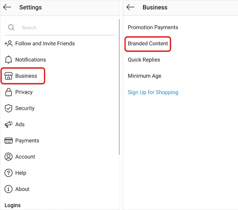 Branded Content su Instagram, profilo