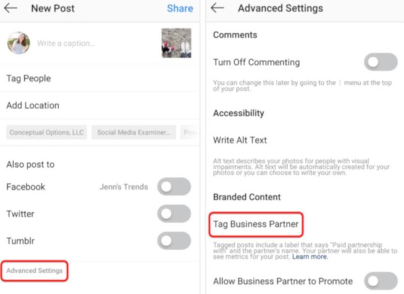 Branded Content nei post