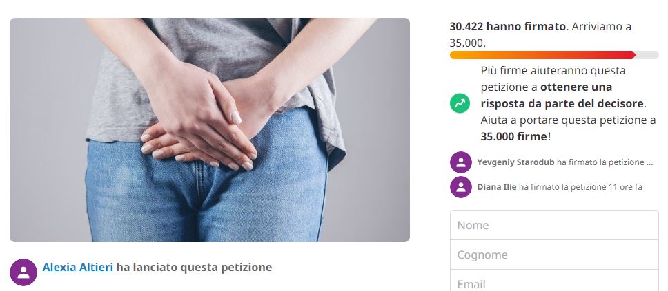petizione smart working dismenorrea
