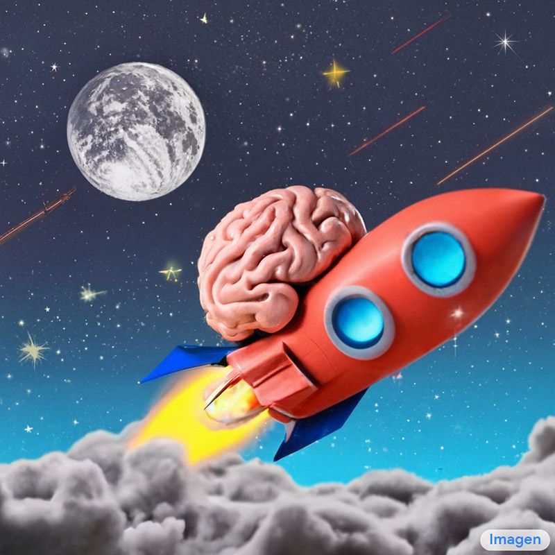 Google Image a brain riding a rocket ship